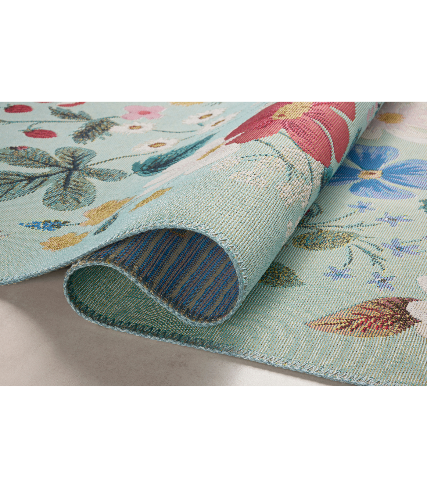 Alfombra Perennial 02 Strawberry Fields Mint Rifle Paper Co. × Loloi (161X238) (Interior/Exterior)