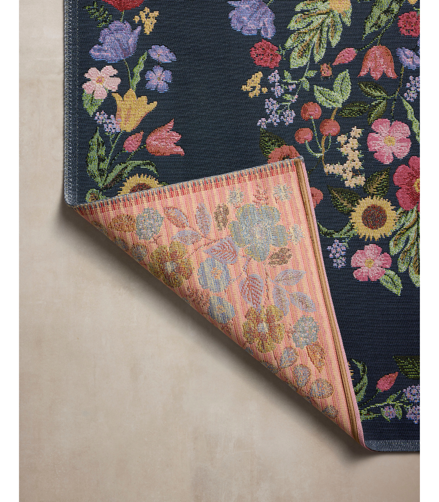 Alfombra Perennial 01 Blossom Navy Rifle Paper Co. × Loloi (161X234) (Interior/Exterior)