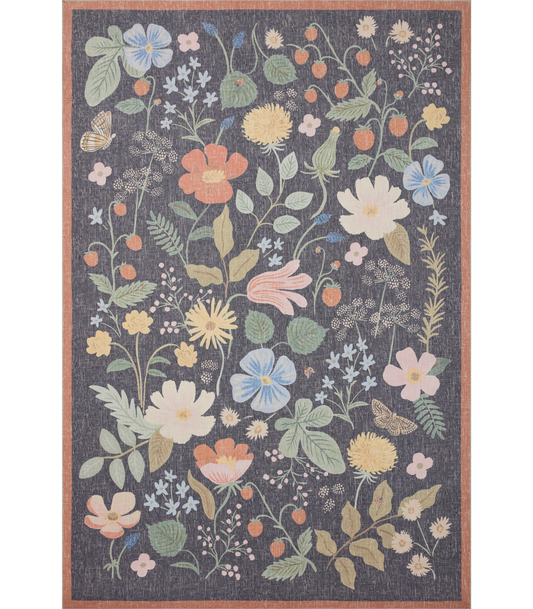 Alfombra Cotswolds 01 Strawberry Fields Black Rifle Paper Co. × Loloi (153x229)