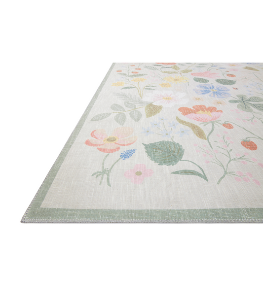 Alfombra Cotswolds 01 Strawberry Fields Ivory Rifle Paper Co. × Loloi PASILLO (77x229)
