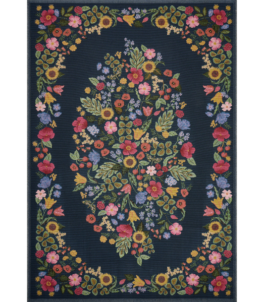 Alfombra Perennial 01 Blossom Navy Rifle Paper Co. × Loloi (161X234) (Interior/Exterior)