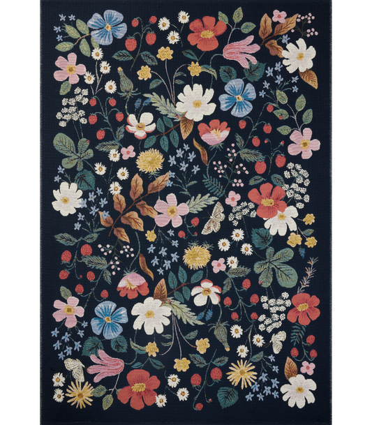 Alfombra Perennial 02 Strawberry Fields Black Rifle Paper Co. × Loloi (161X238) (Interior/Exterior)