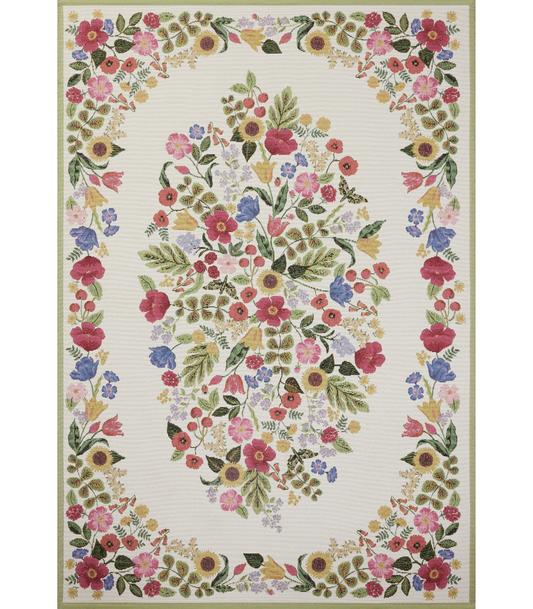 Alfombra Perennial 01 Blossom Cream Rifle Paper Co. × Loloi (161X234) (Interior/Exterior)