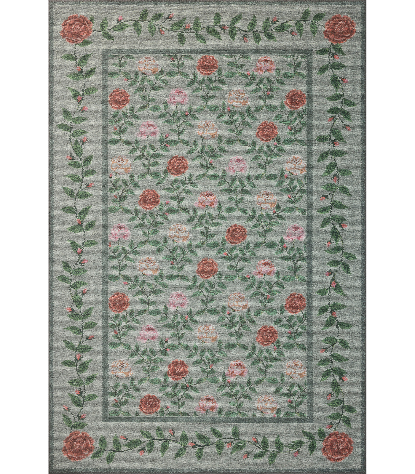 Alfombra Wildwood 02 Green Rifle Paper Co x Loloi (153X229)