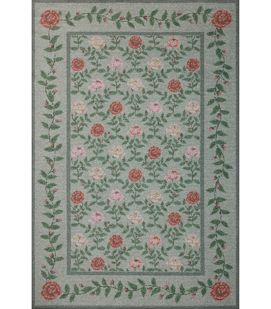 Alfombra Wildwood 02 Green Rifle Paper Co x Loloi (153X229)